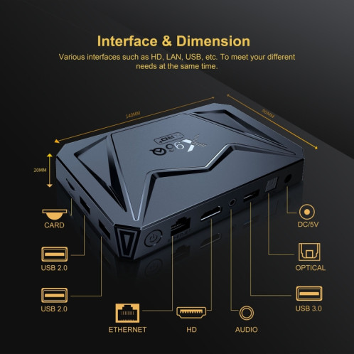 Décodeur Internet X96Q Pro+ Cortex-A55 Android 14 Octa-core CPU 4K HD, RAM : 4 Go + 32 Go () SH802A816-011